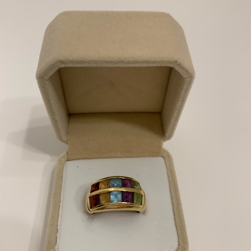 Ring - 14 k multistone - size 7